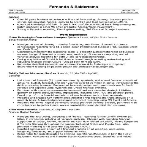 Fernando Balderrama Resume - FA