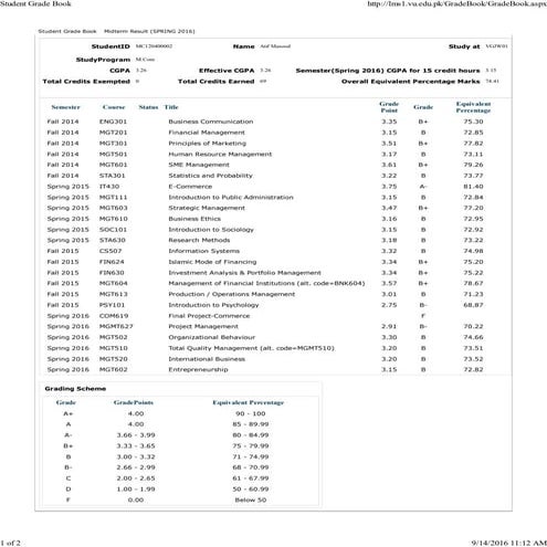 Transcript - IU Learning Management System | PDF
