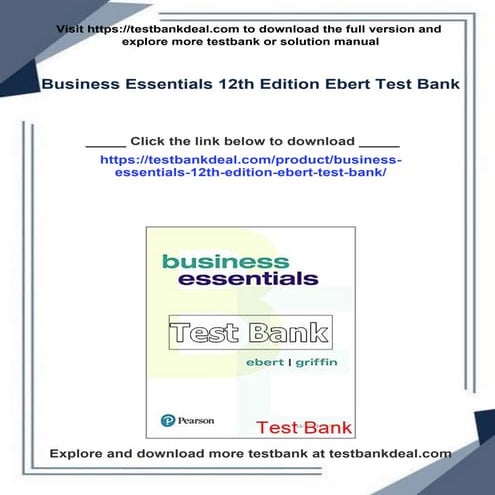 Business Essentials 12th Edition Ebert Test Bank | PDF