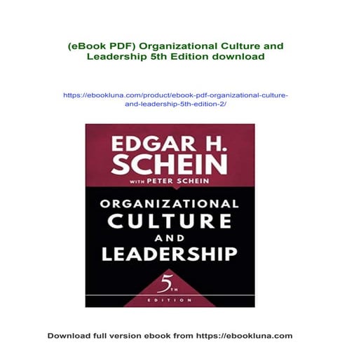 (eBook PDF) Organizational Culture and Leadership 5th Edition | PDF