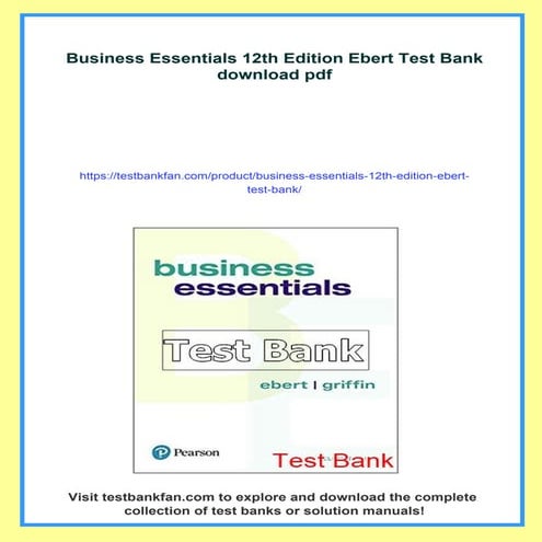 Business Essentials 12th Edition Ebert Test Bank | PDF