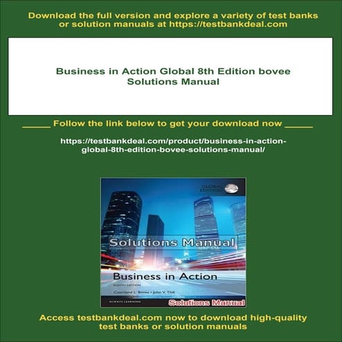 Business in Action Global 8th Edition bovee Solutions Manual