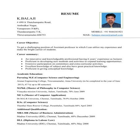 Resuem with ME CSE 2015