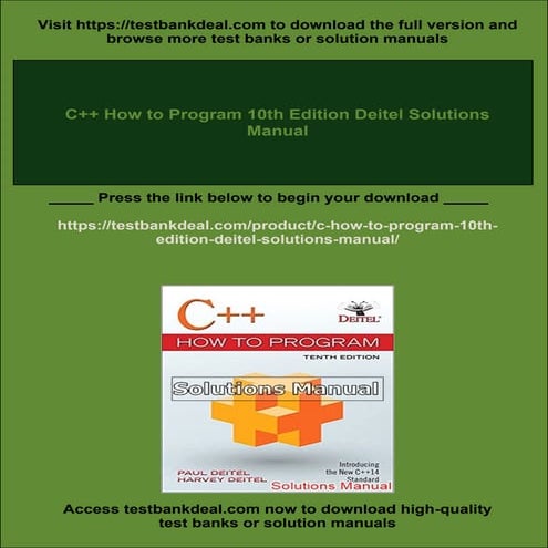 C++ How to Program 10th Edition Deitel Solutions Manual | PDF