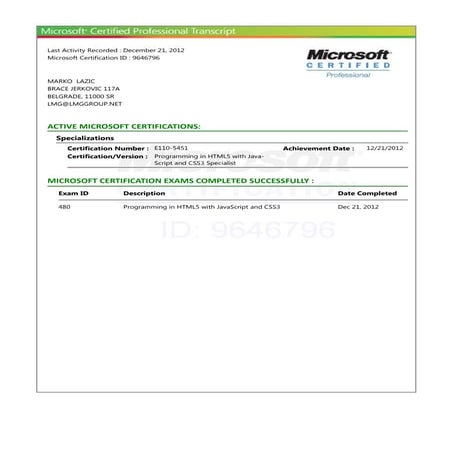 MS_Learning_Transcript | PDF