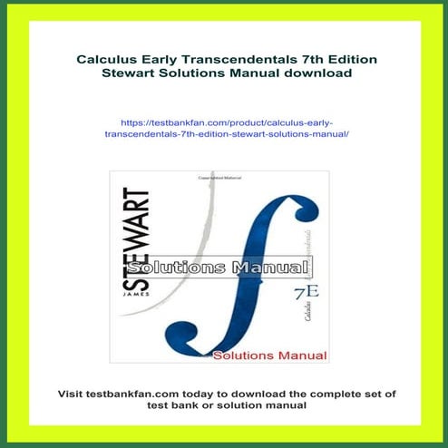 Calculus Early Transcendentals 7th Edition Stewart Solutions Manual