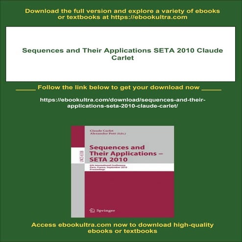 Sequences and Their Applications SETA 2010 Claude Carlet