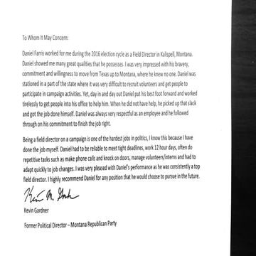 Kevin Gardner -Letter of Recommendation | PDF