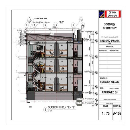 1214 A Carola - Sheet - A-108 - LONGITUDINAL SECTION | PDF