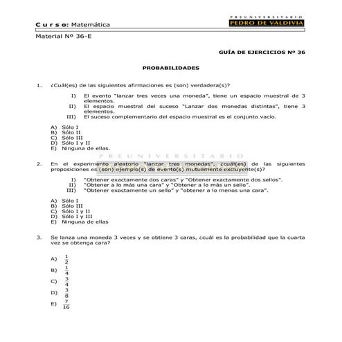 69 ejercicios probabilidades