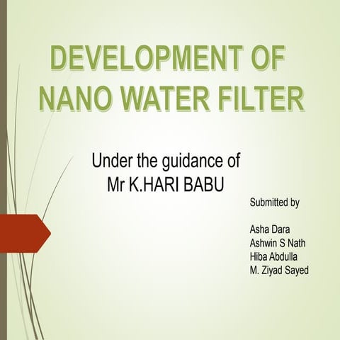 Major Project -Development of Nano Water Filter