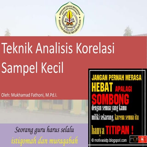 teknik analisis korelasi sampel kecil