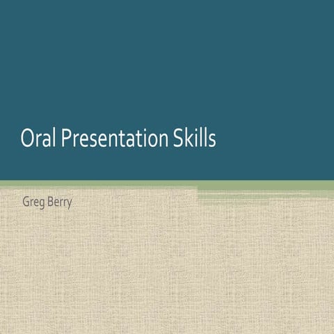 Oral Presentation Skills