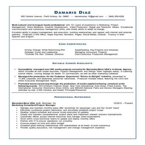 DAMARIS DIAZ  RESUME