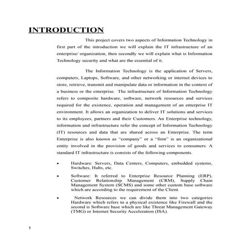 The infrastructure and the Security Essentials of Information Technology in a...