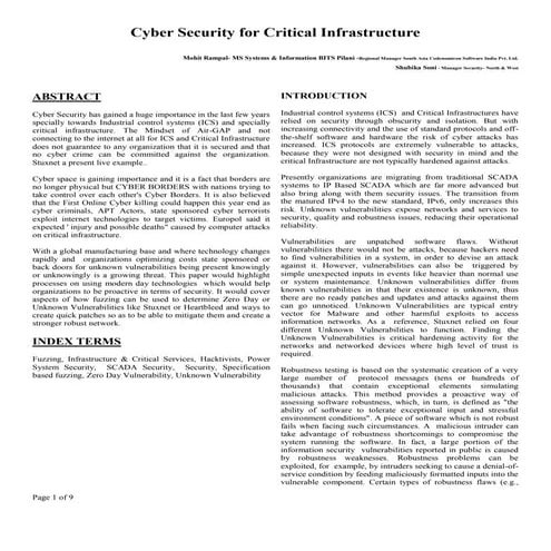 Cyber Security for Critical Infrastructure