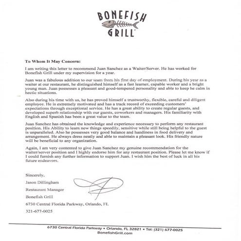 Bonefish Recommendation | PDF