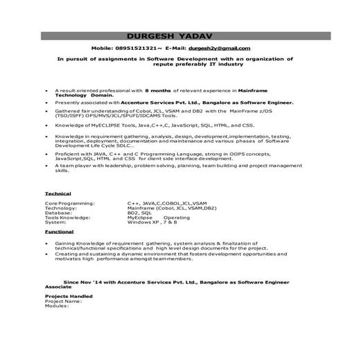 durgesh exp resume