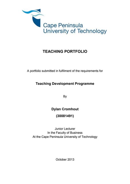 Dylan Cromhout_TDP Portfolio (01-10-13)