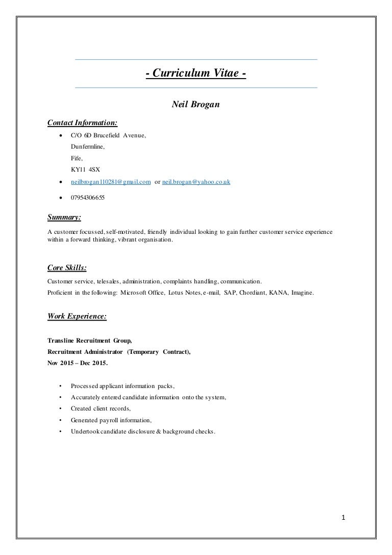 Simplified curriculum vitae picture
