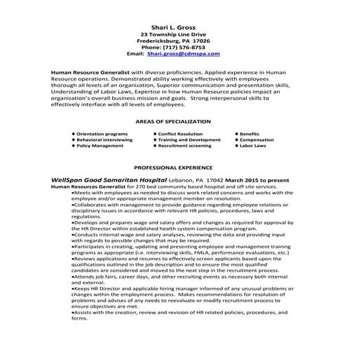 Shari Gross Resume