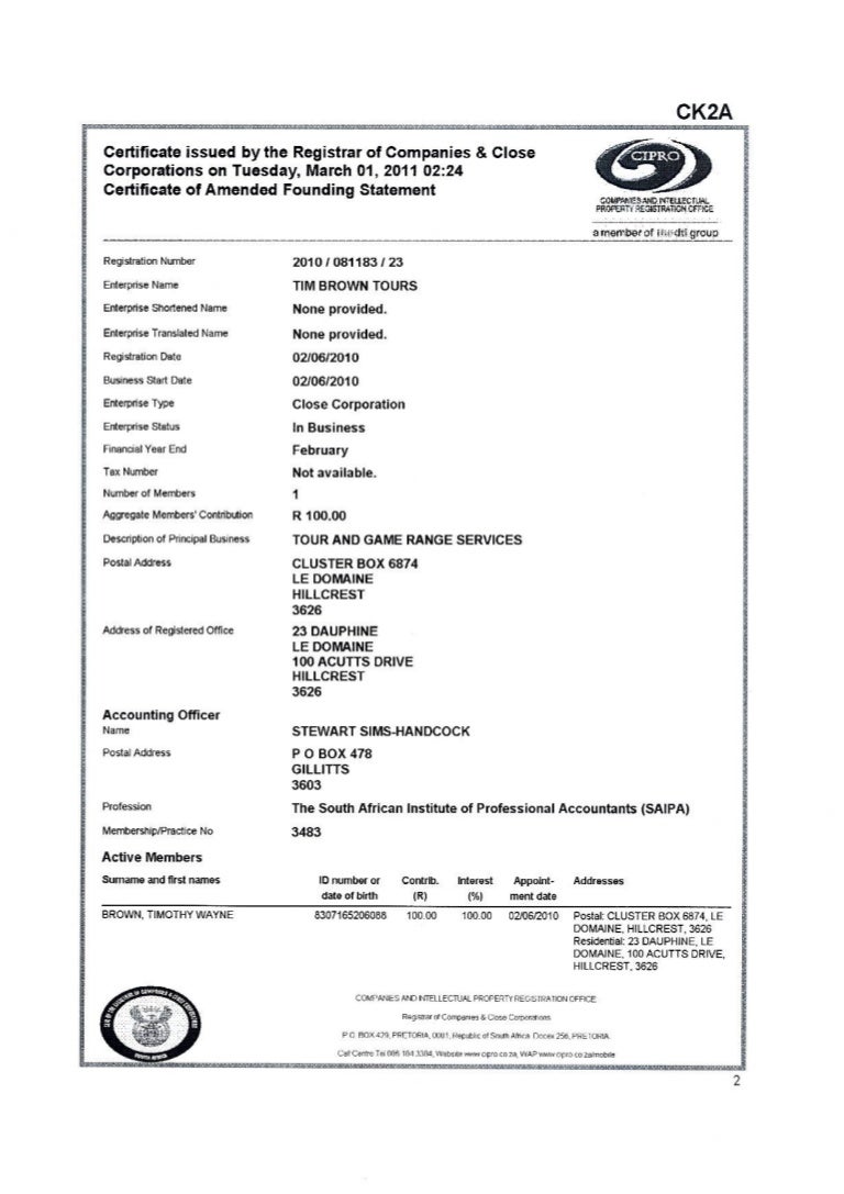 Ck Document Tim Brown Tours