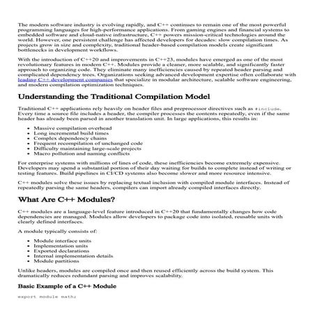 Accelerating C++ Development with Modern Modules for Scalable Software ...