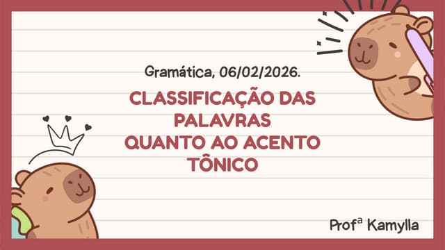 Classificação das Palavras Quanto ao Acento Tônico: Guia Completo | PDF