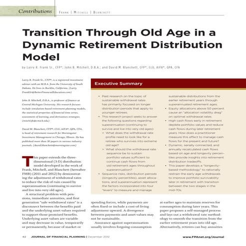6a Transition Through Old Age in a Dynamic Retirement Distribution Model JFP ...
