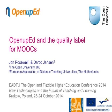The OpenupEd quality label benchmarks for moocs