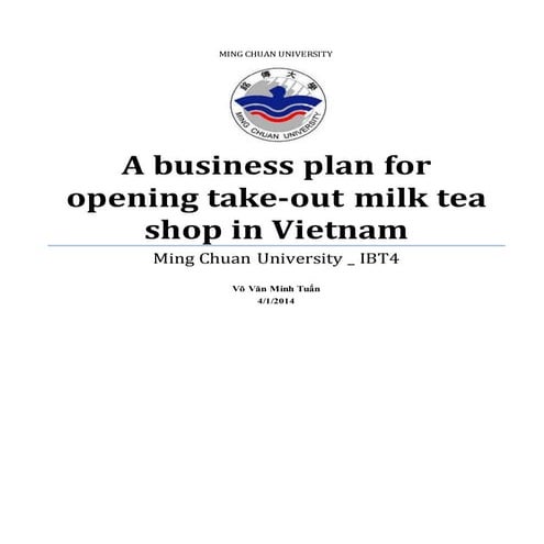 A business plan for bubble milk tea