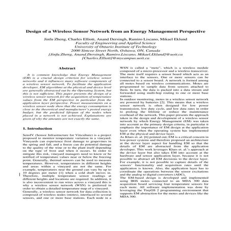 Design of a Wireless Sensor Network from an Energy Management Perspective