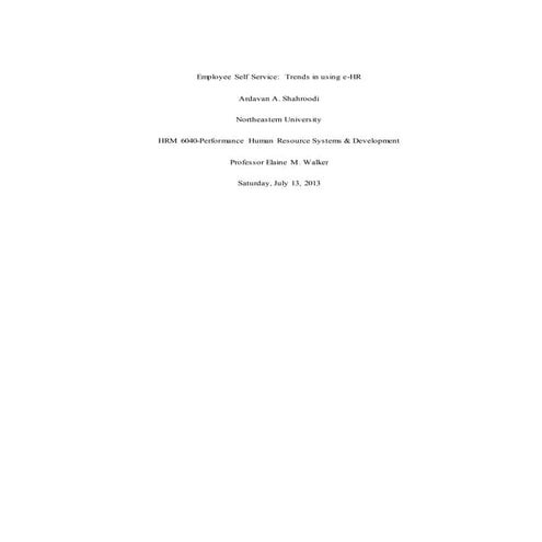 Employee Self Service Trends in using e-HR