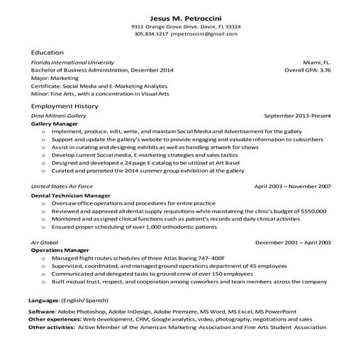 Jesus Petroccini Resume