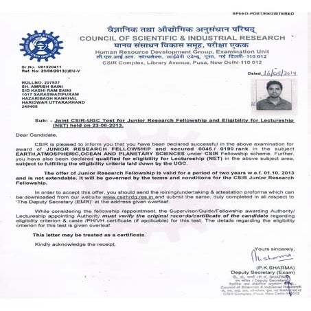 NET(JRF) certificate | PDF