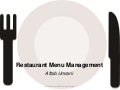 Restaurant Menu Mgt