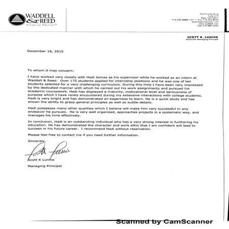 Letter of Recommendation