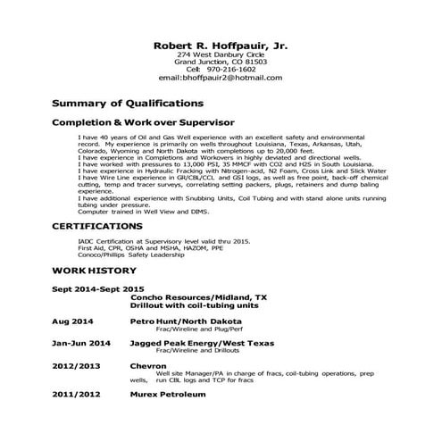 updated Resume 7 2016