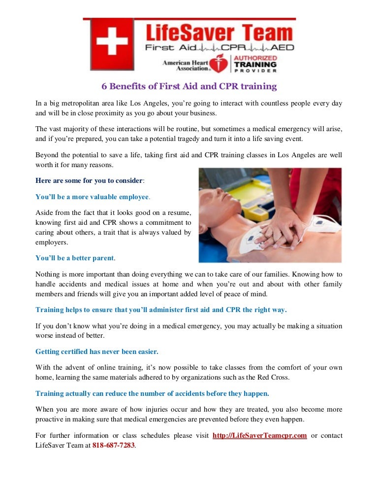 6 Benefits of First Aid and CPR training