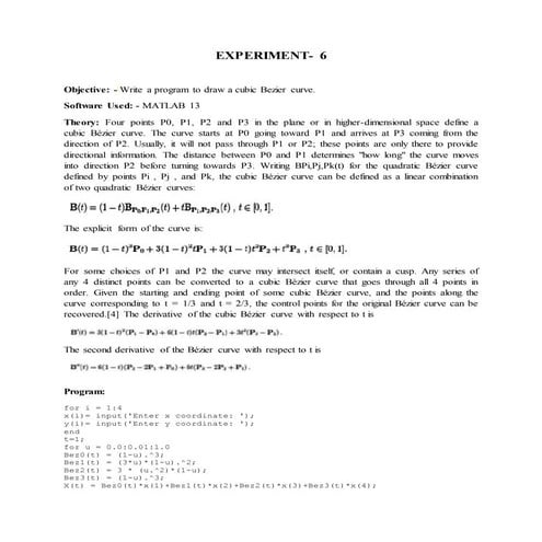 Write a program to draw a cubic Bezier curve. 