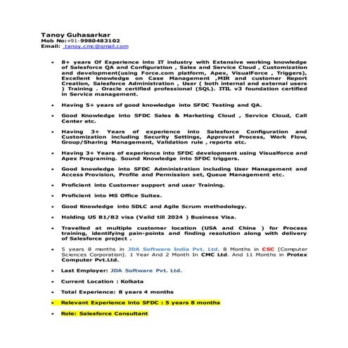 Tanoy SFDC 6 years Exp