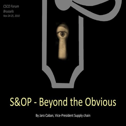S&OP - Beyond the Obvious; Jaro Caban, Vice President Supply Chain, Provimi