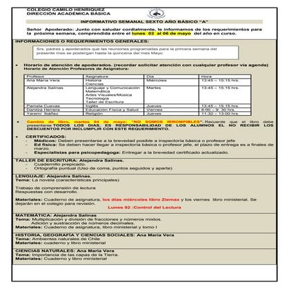 6º básico a semana 02  al 06 de mayo