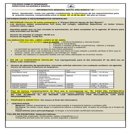 6º básico a semana 25 al 29 de abril