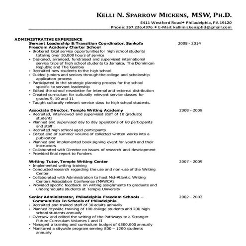 KNS Mickens Resume 2015