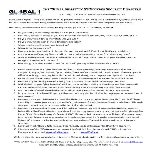 The Silver Bullet of Cyber Security v1.1