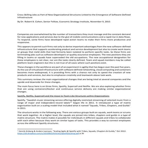 Cross Skilling Jobs and Move to SDN