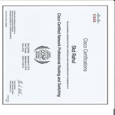 CCNP Certificate | PDF