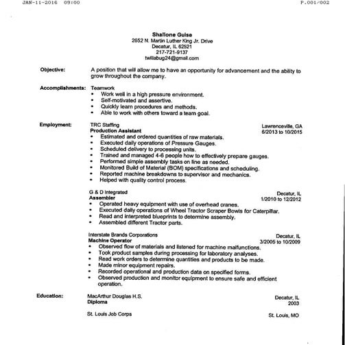 Shallone Guise Resume