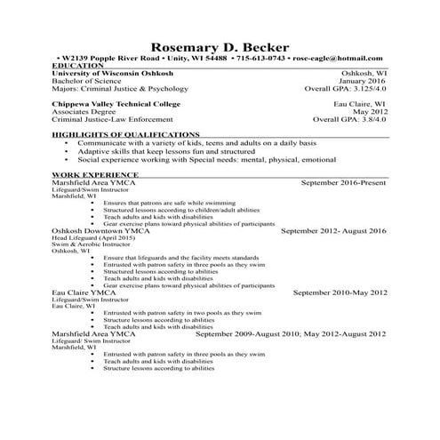 Resume for Career link | DOCX